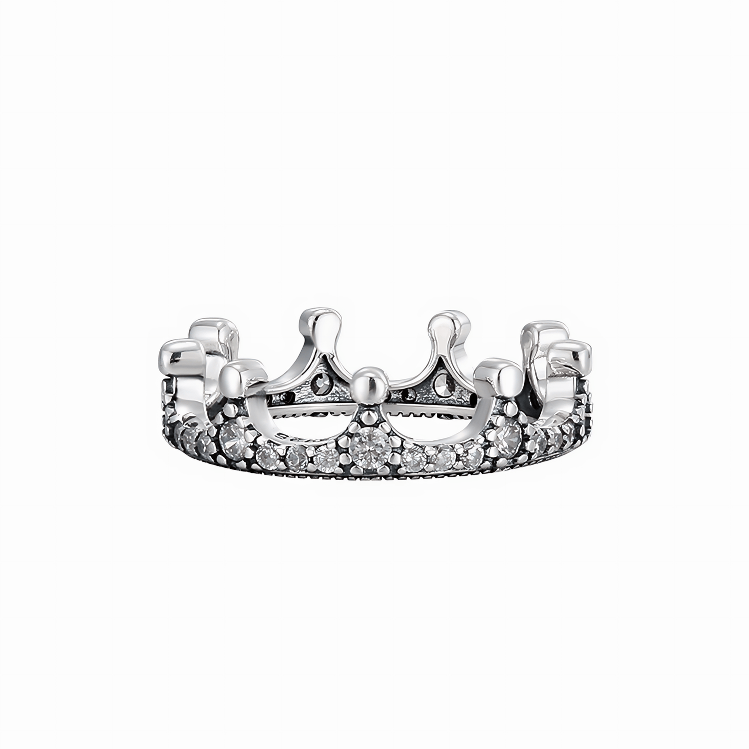Crown Ring 925 Sterling Silver with Sparkling Zirconia Accents - NAFALUXE