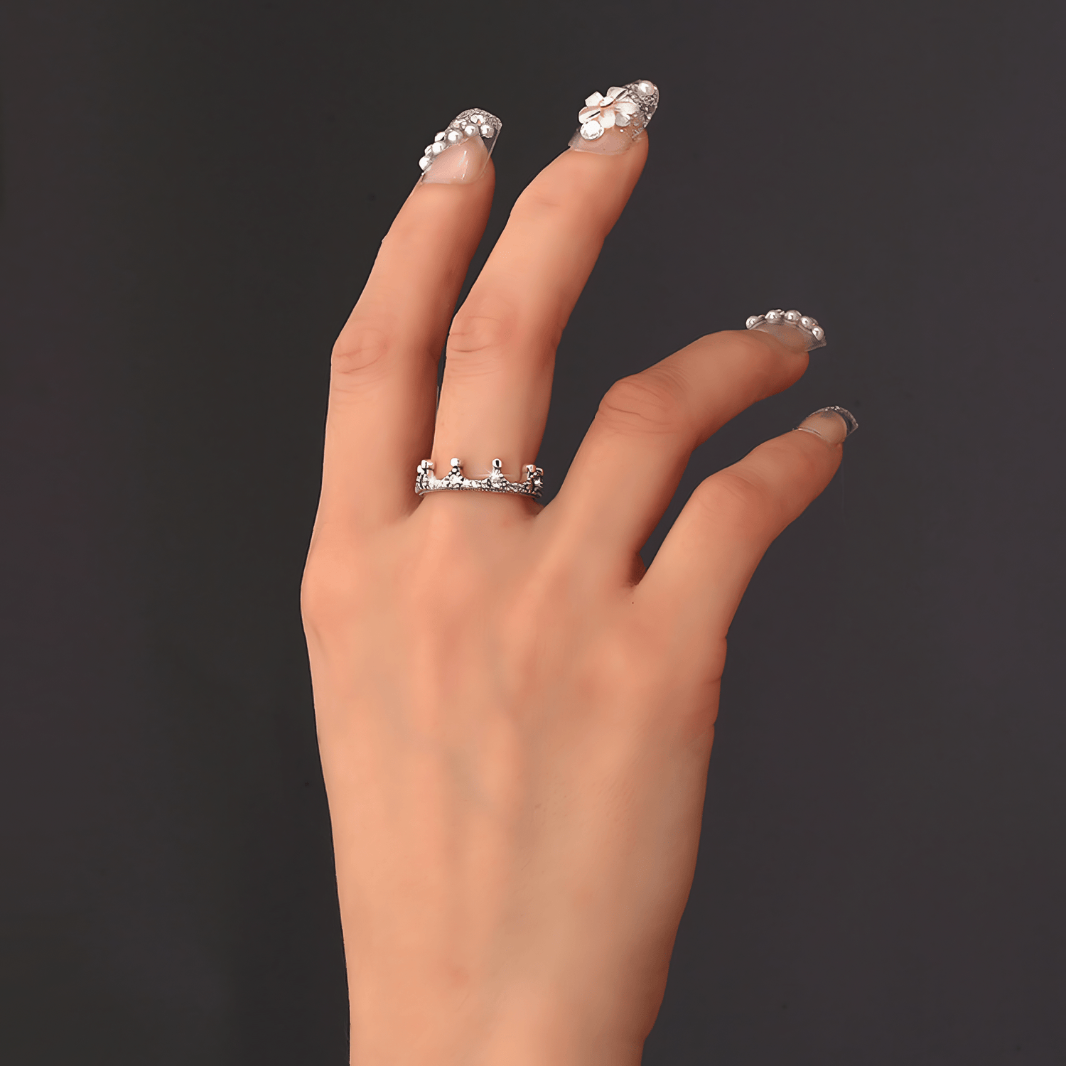 Crown Ring 925 Sterling Silver with Sparkling Zirconia Accents - NAFALUXE