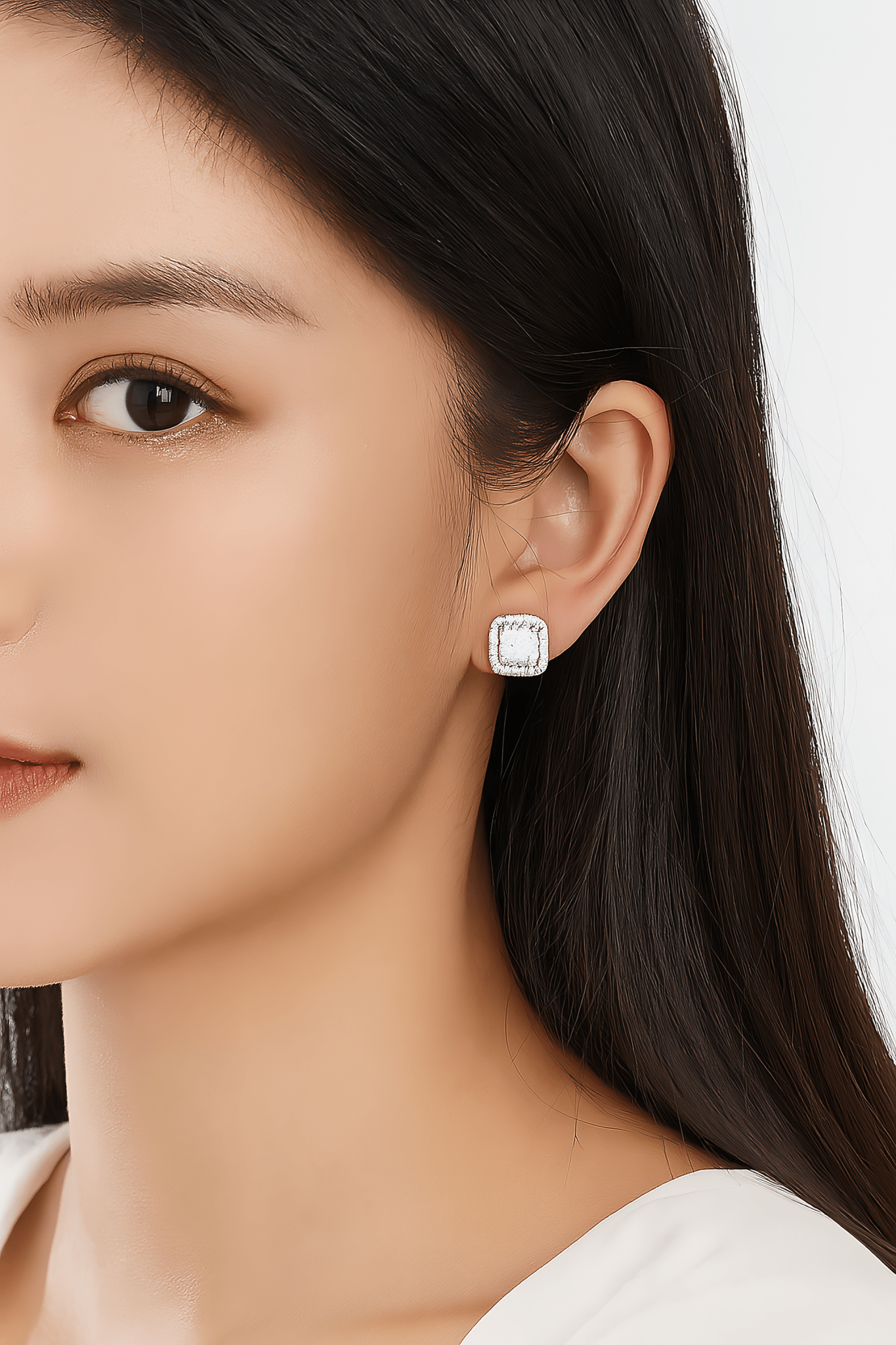Cushion Cut Halo Stud Earrings – Sterling Silver with CZ Crystals - NAFALUXE
