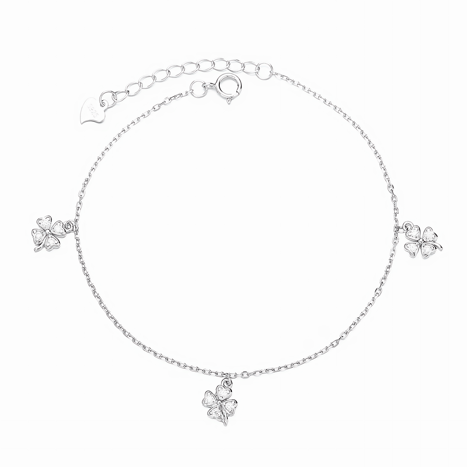 Delicate Four - Leaf Clover Charm Bracelet Sterling Silver 925 - NAFALUXE