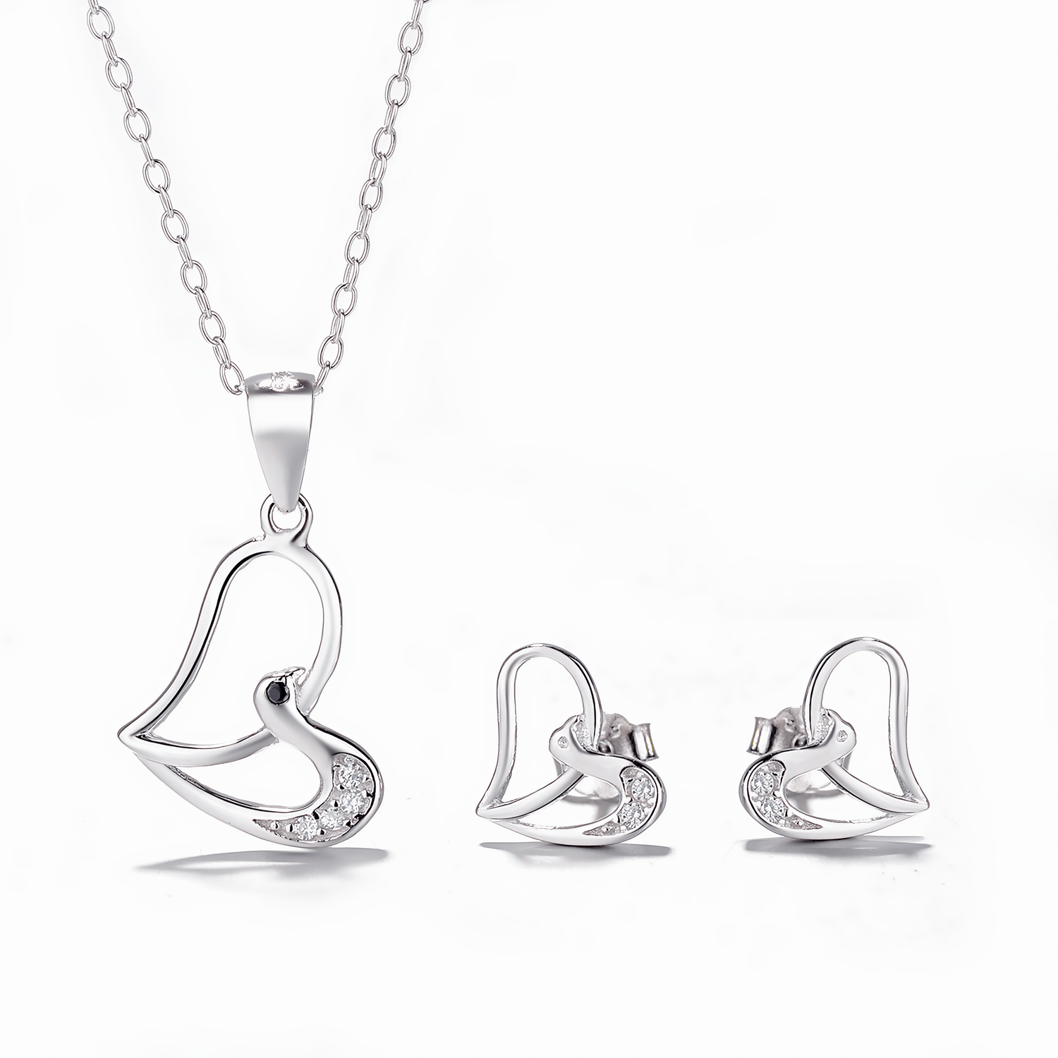 Dove Jewelry Set – Elegant Necklace and Earrings with Zircon Accents - NAFALUXE