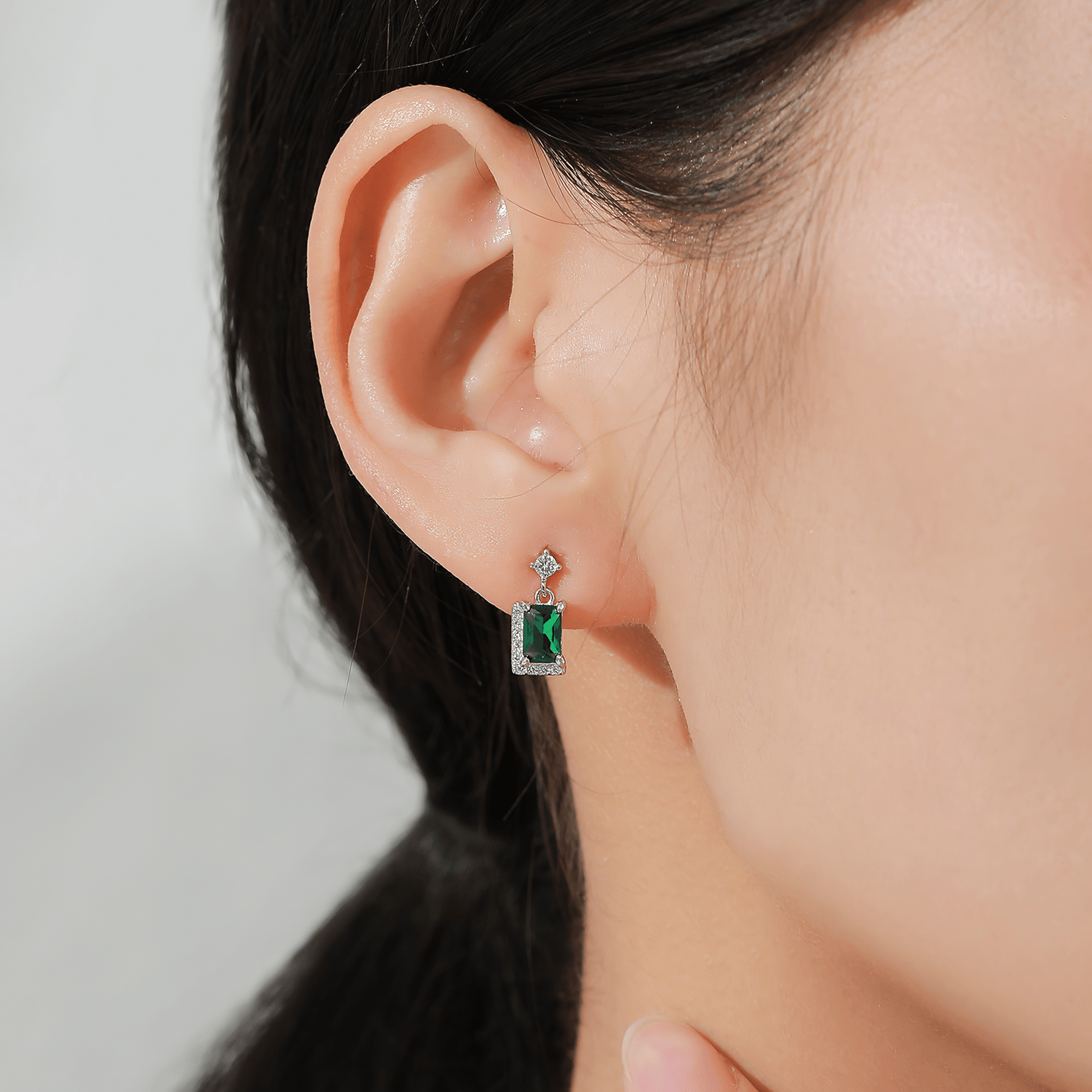 Emerald Green Drop Earrings in 925 Sterling Silver with Zirconia Accents - NAFALUXE