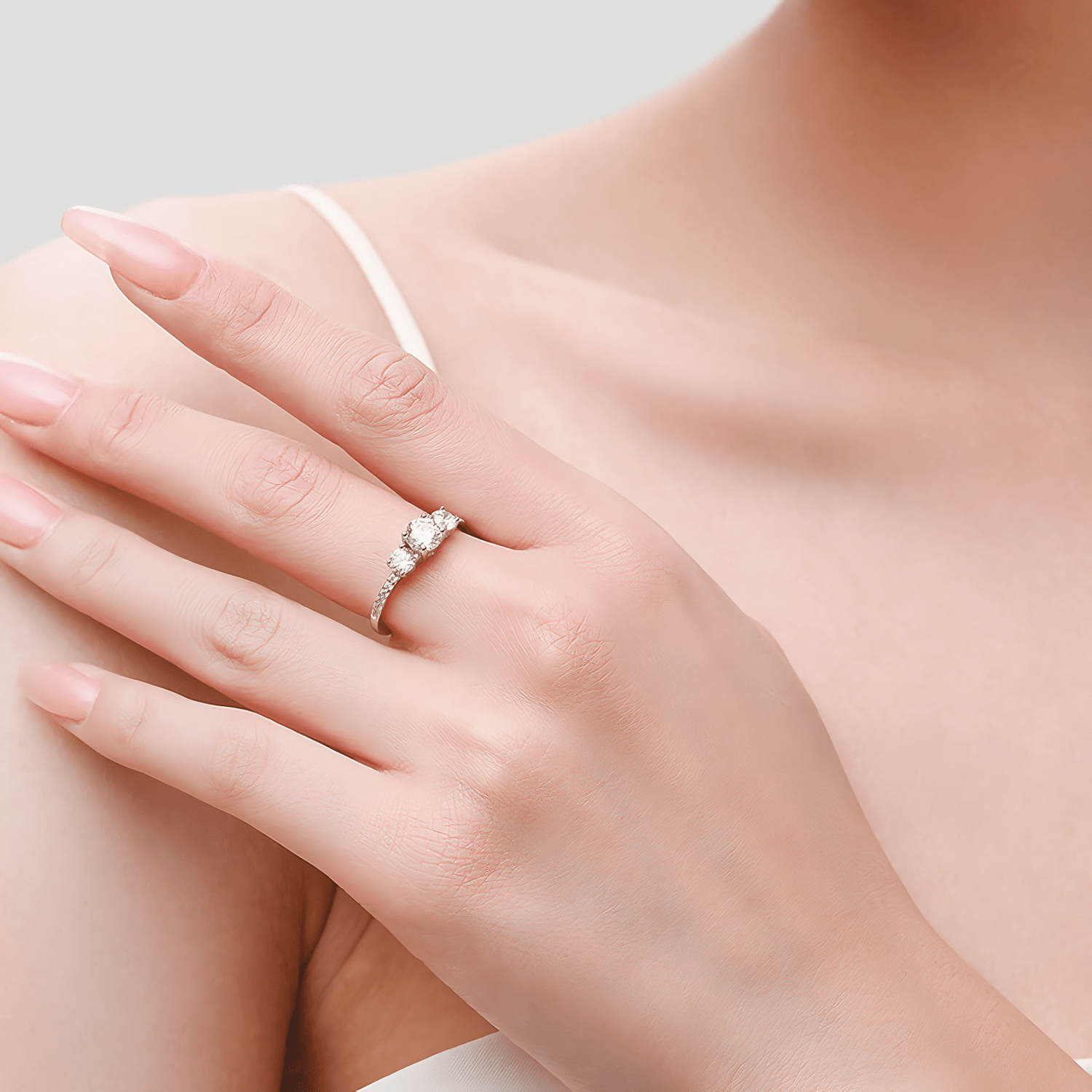 Eternal Bond Ring Sterling Silver with Three Zirconia Stones - NAFALUXE
