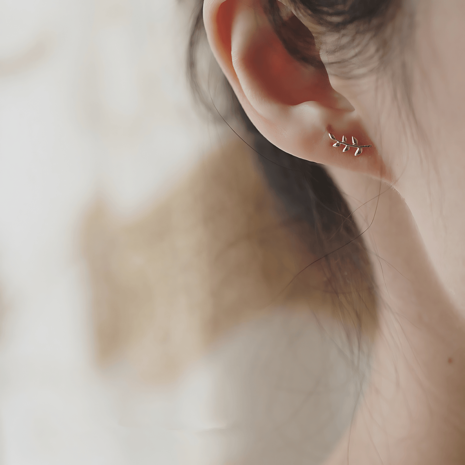 Gold Plated Leaf Climber Earrings – Nature Inspired Design - NAFALUXE
