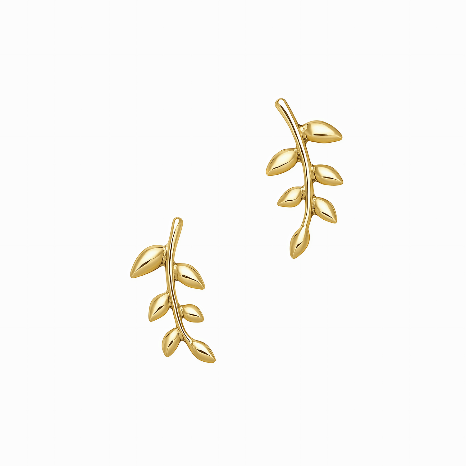 Gold Plated Leaf Climber Earrings – Nature Inspired Design - NAFALUXE