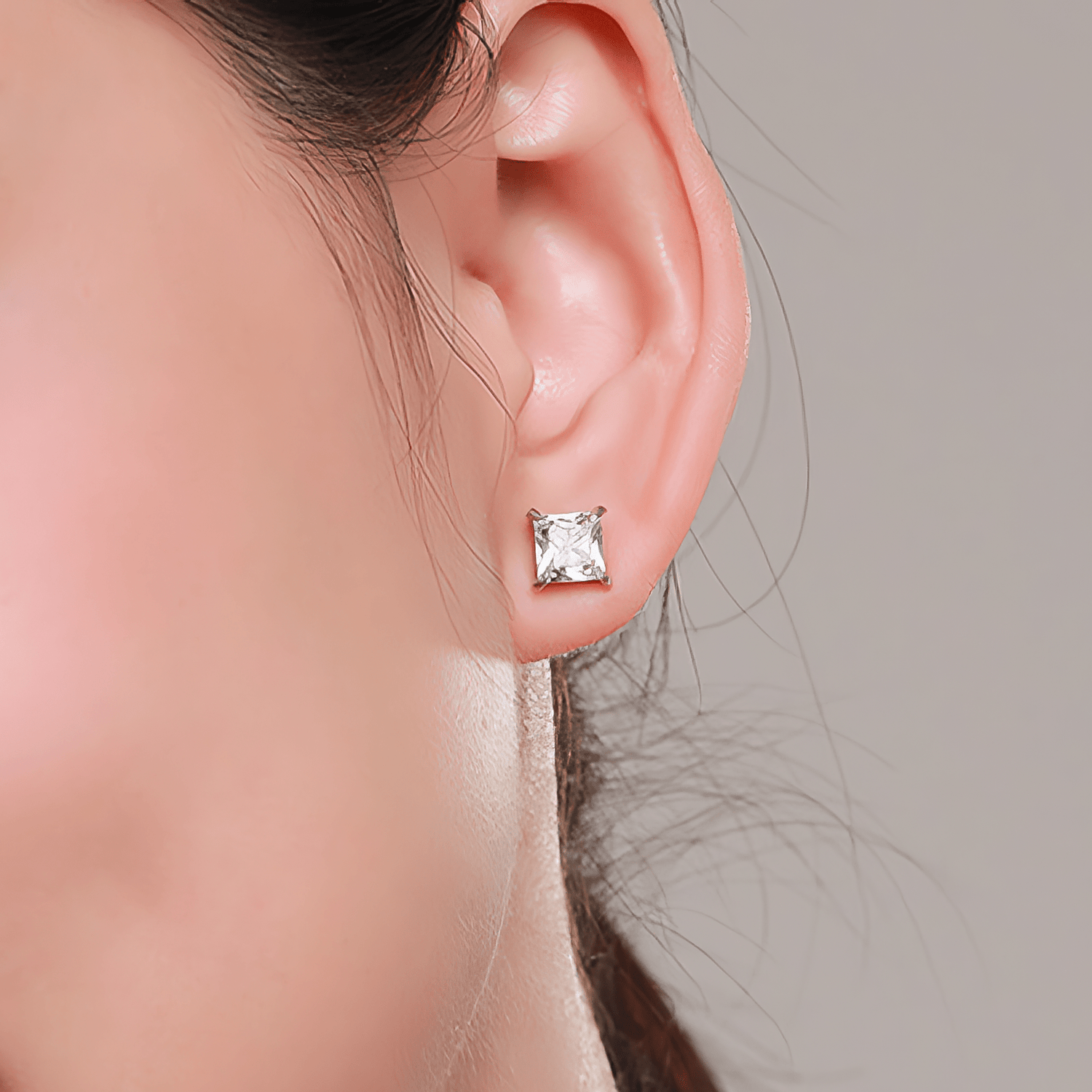 Radiant Cut Stud Earrings in 925 Sterling Silver – Classic Solitaire Design - NAFALUXE