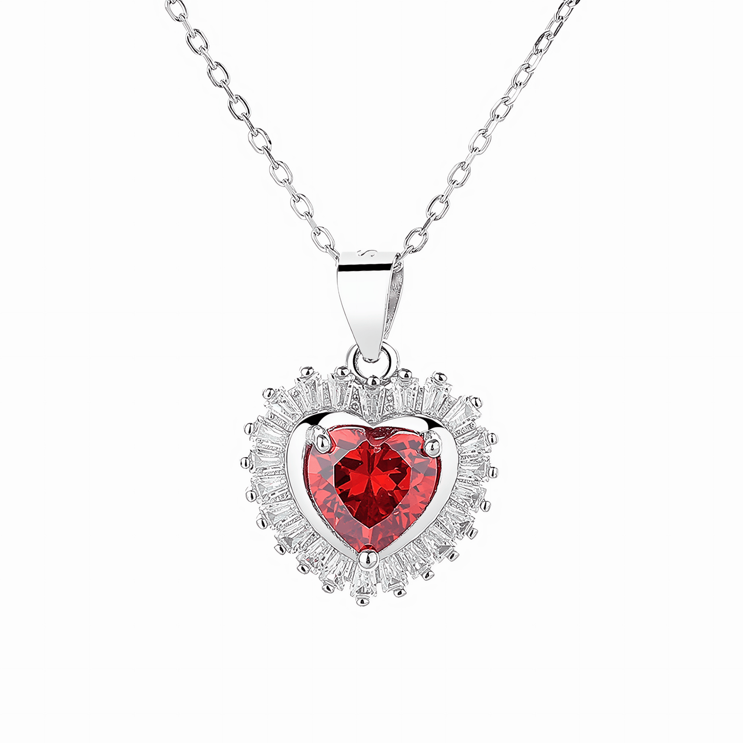 Scarlet Love Set – Radiant Red Heart Necklace and Earrings in Sterling Silver - NAFALUXE