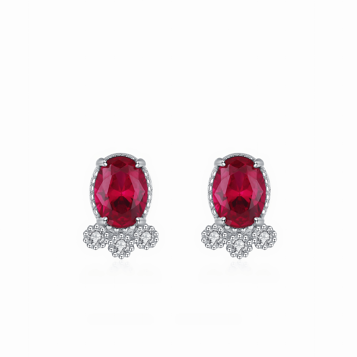 Scarlet Spark – 925 Silver Earrings with Red Center Stone - NAFALUXE