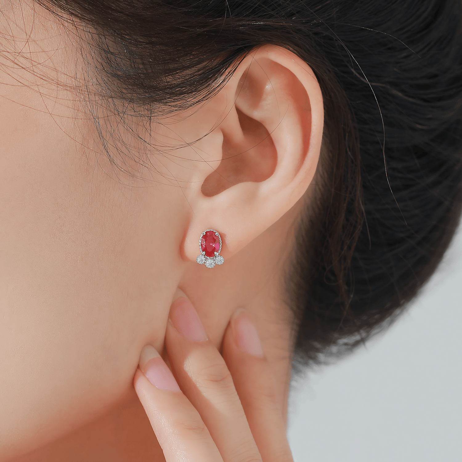 Scarlet Spark – 925 Silver Earrings with Red Center Stone - NAFALUXE