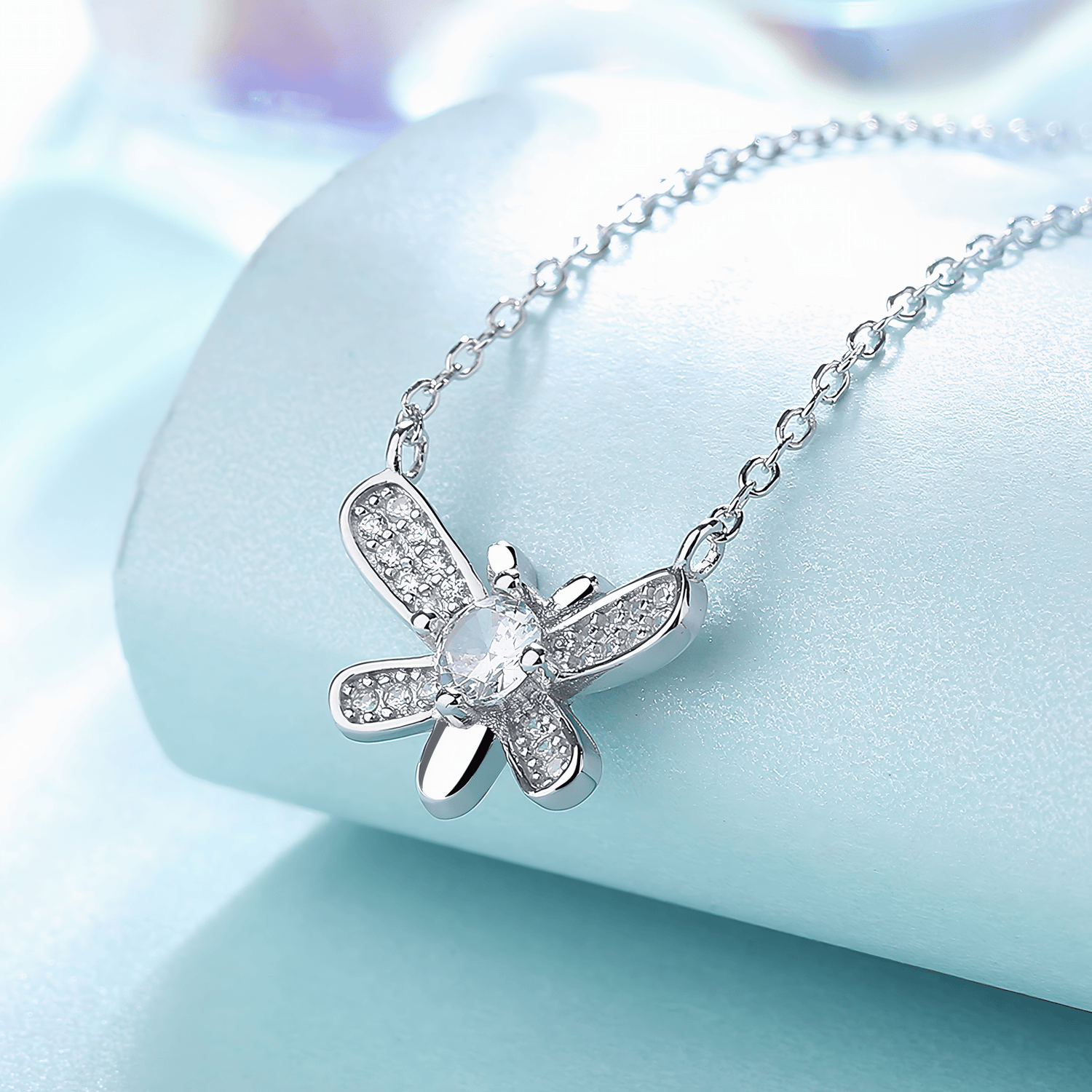 Sparkling Dragonfly Necklace – Sterling Silver with CZ Crystals - NAFALUXE