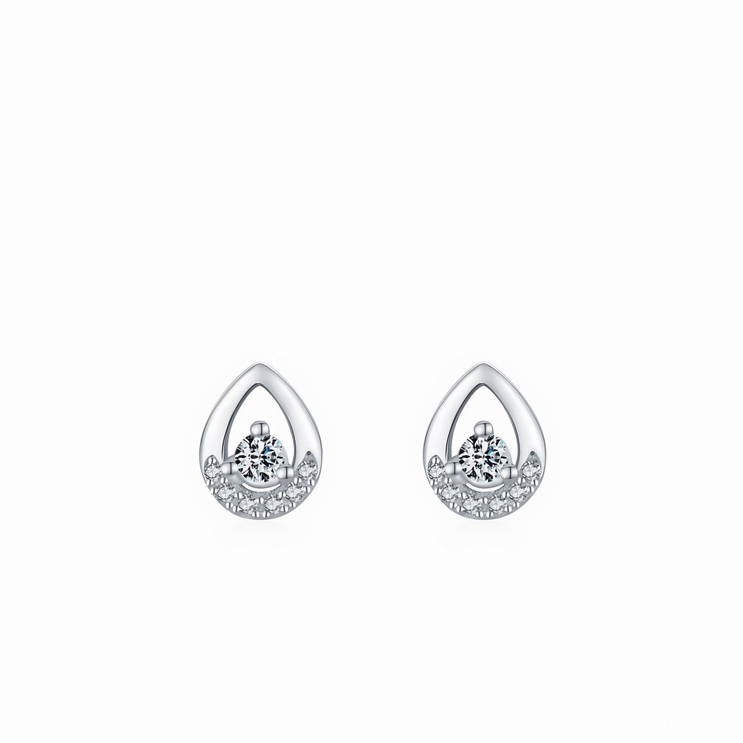Teardrop Sparkle Studs in 925 Sterling Silver with Zirconia Accents - NAFALUXE