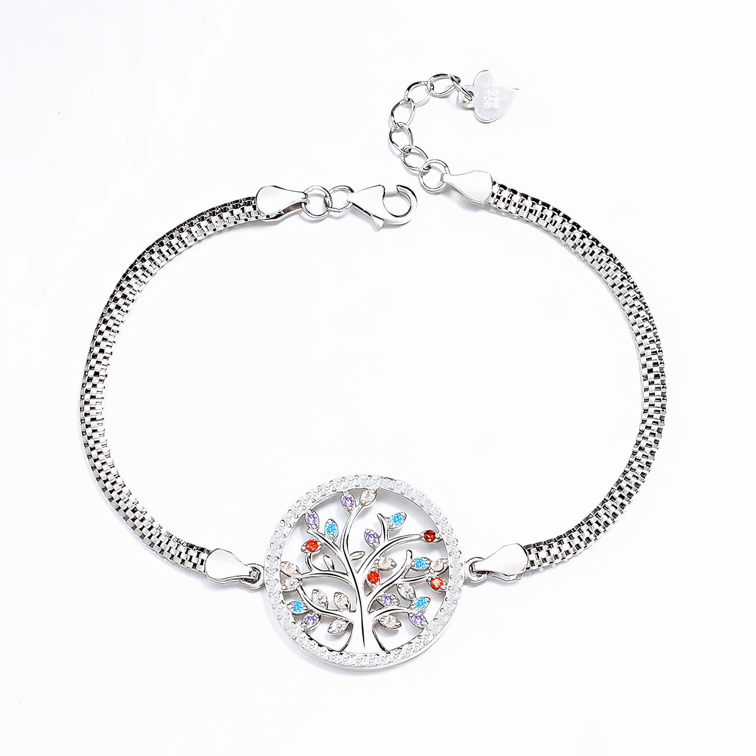 Tree of Life Bracelet Multicolor Gemstones Sterling Silver 925 - NAFALUXE