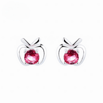 925 Silver Apple - Shaped Studs – Pink Cubic Zirconi - NAFALUXE