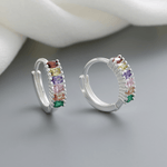 925 Silver Colorful CZ Huggie Earrings – AAA Quality Stones - NAFALUXE