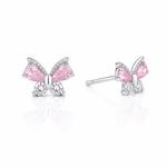 925 Silver Pink Butterfly Studs - NAFALUXE