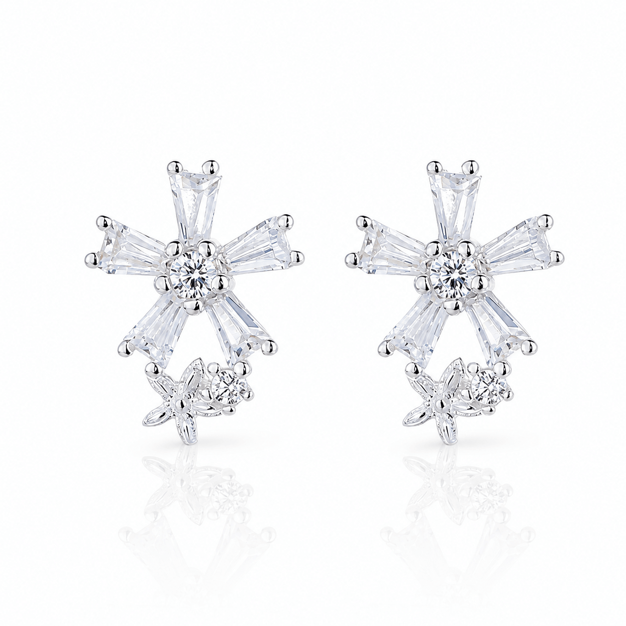 925 sterling silver AAA cubic zirconia Stud Earring - NAFALUXE