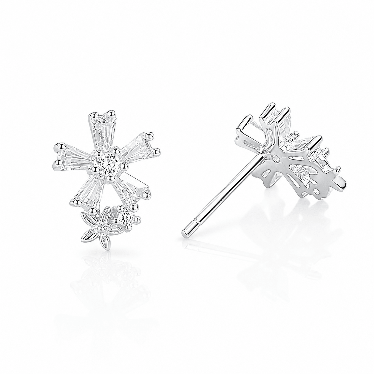 925 sterling silver AAA cubic zirconia Stud Earring - NAFALUXE