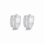 925 Sterling Silver Baguette Huggie Hoop Earrings with AAA Cubic Zirconia - NAFALUXE