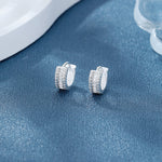 925 Sterling Silver Baguette Huggie Hoop Earrings with AAA Cubic Zirconia - NAFALUXE