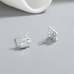 925 Sterling Silver Bow Stud Earrings with AAA Cubic Zirconia Trio - NAFALUXE