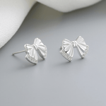 925 Sterling Silver Bow Stud Earrings with AAA Cubic Zirconia - NAFALUXE