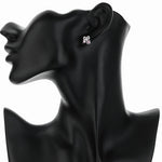 925 Sterling Silver Bow Stud Earrings with Pink AAA Cubic Zirconia Trio - NAFALUXE