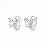 925 Sterling Silver Butterfly Huggie Hoop Earrings with Sparkling AAA Cubic Zirconia - NAFALUXE