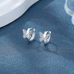 925 Sterling Silver Butterfly Huggie Hoop Earrings with Sparkling AAA Cubic Zirconia - NAFALUXE