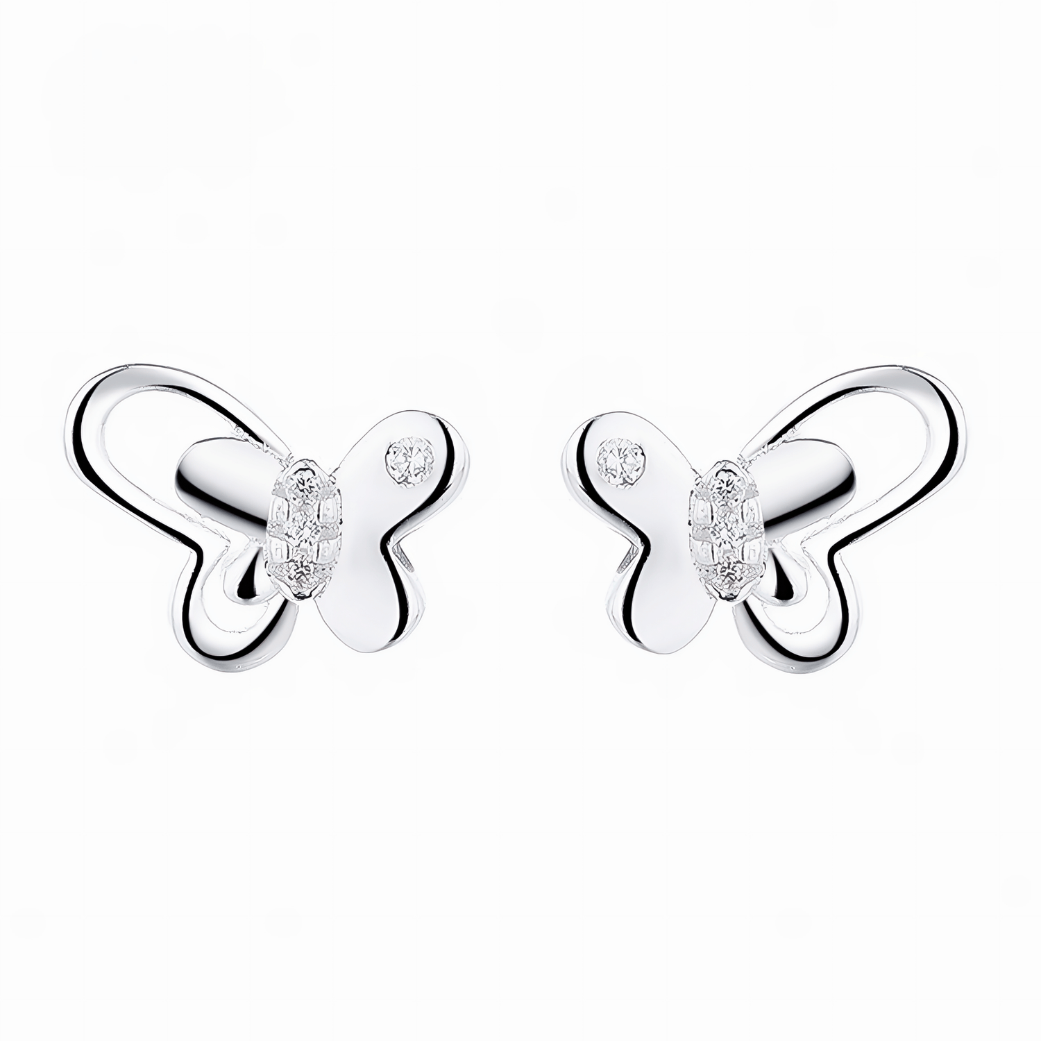 925 Sterling Silver Butterfly Stud Earrings with Sparkling AAA Cubic Zirconia - NAFALUXE