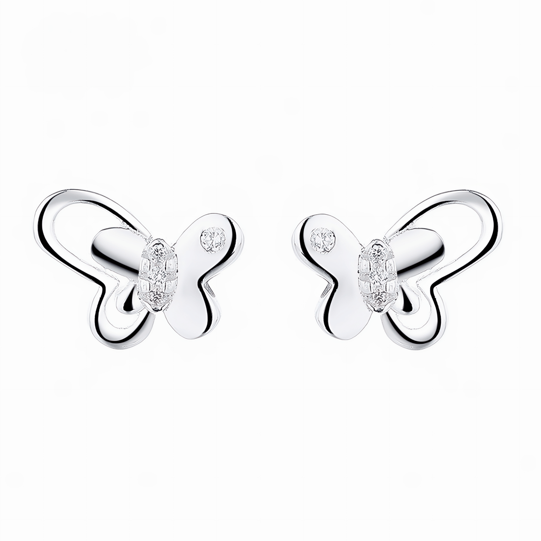 925 Sterling Silver Butterfly Stud Earrings with Sparkling AAA Cubic Zirconia - NAFALUXE