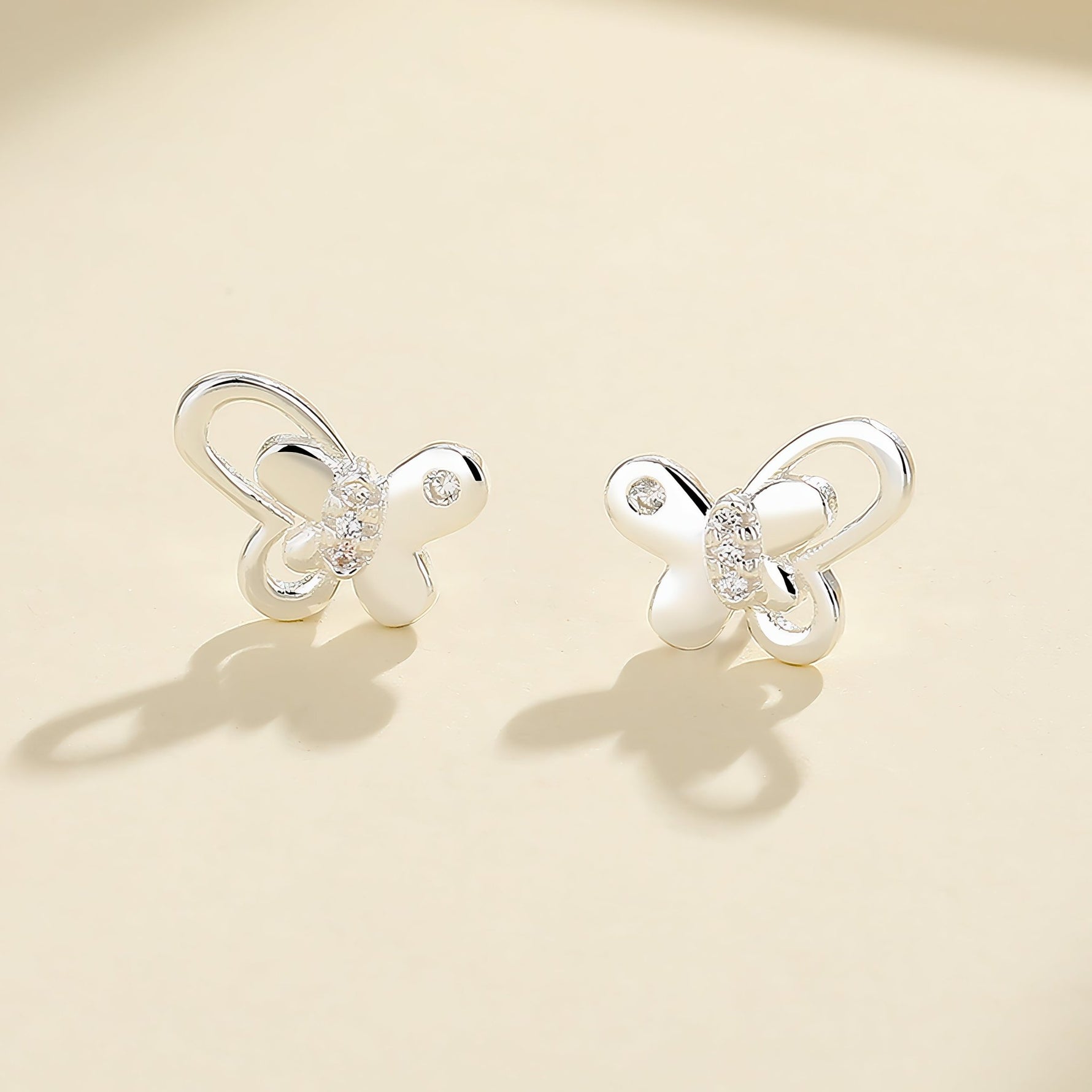 925 Sterling Silver Butterfly Stud Earrings with Sparkling AAA Cubic Zirconia - NAFALUXE