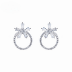 925 Sterling Silver Circle Drop Earrings with Starburst AAA Cubic Zirconia Design - NAFALUXE