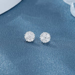 925 Sterling Silver Clear Round Stud Earrings | AAA Cubic Zirconia | Hypoallergenic Jewelry for Women - NAFALUXE