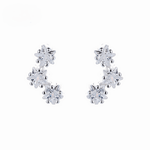 925 Sterling Silver Climber Earrings with Star - Shaped AAA Cubic Zirconia - NAFALUXE