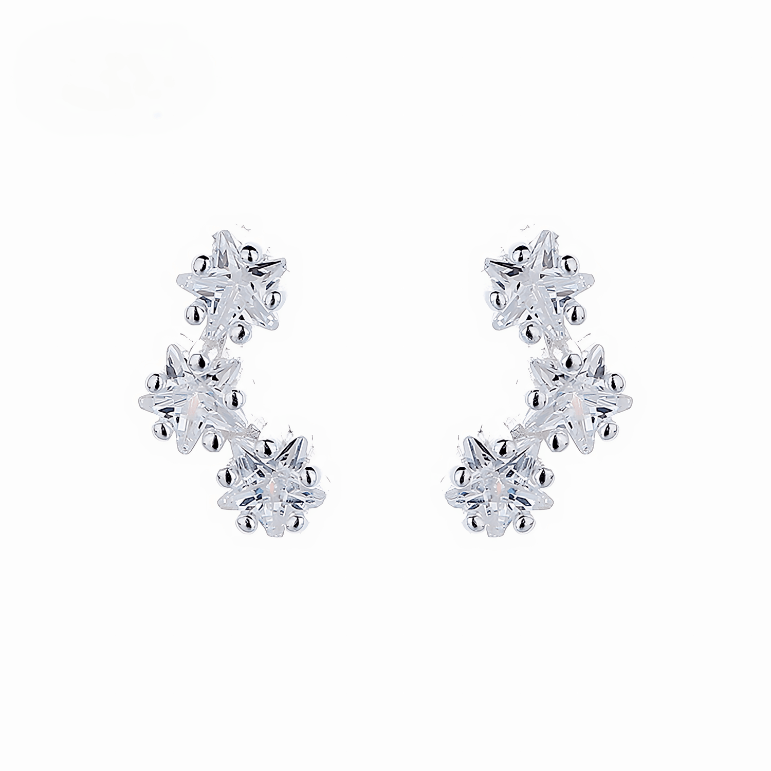 925 Sterling Silver Climber Earrings with Star - Shaped AAA Cubic Zirconia - NAFALUXE