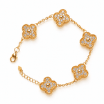 925 Sterling Silver Clover Bracelet with Zircon Stones - NAFALUXE
