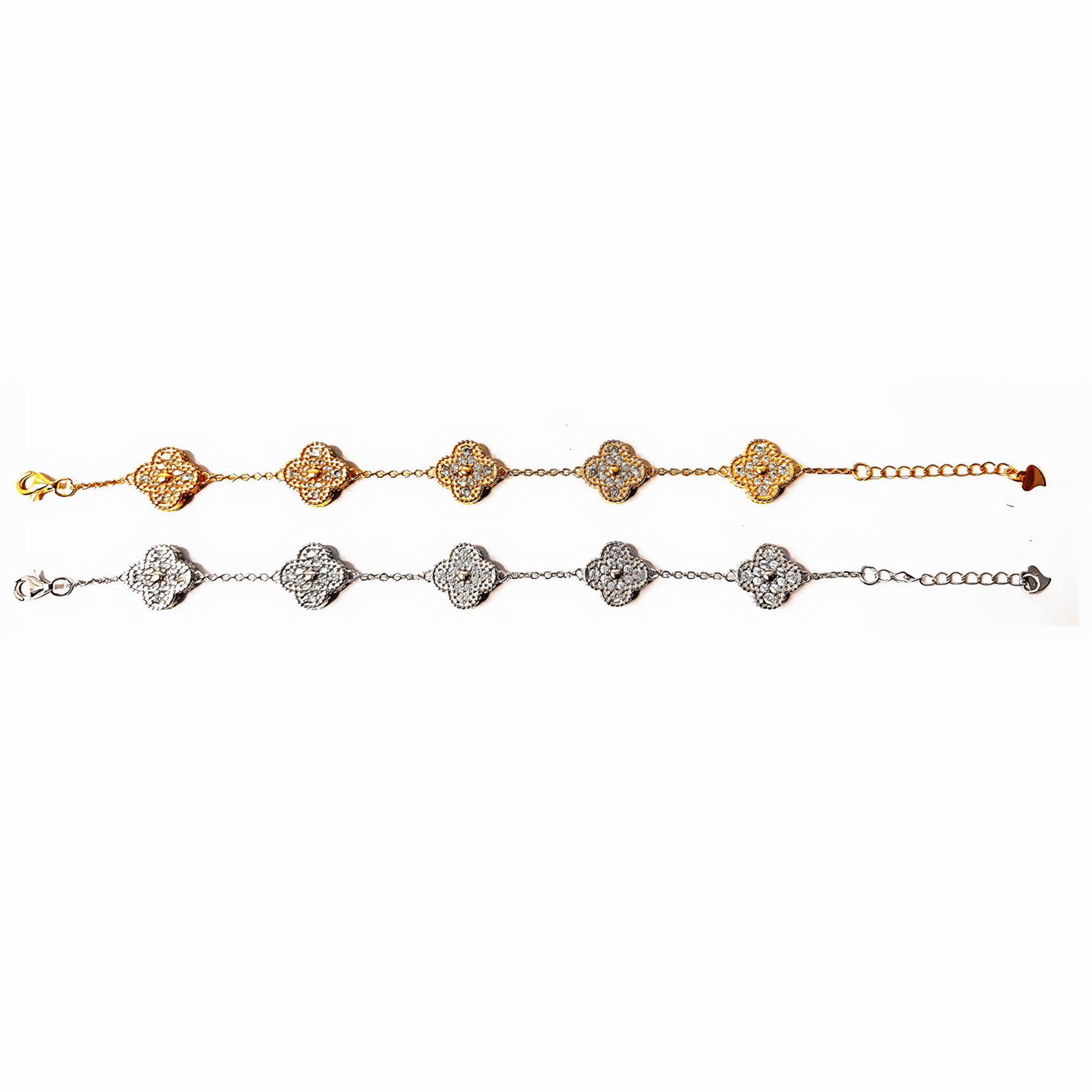 925 Sterling Silver Clover Bracelet with Zircon Stones - NAFALUXE