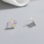 925 Sterling Silver Colorful Baguette Stud Earrings | Multicolor AAA Cubic Zirconia | Geometric Design - NAFALUXE