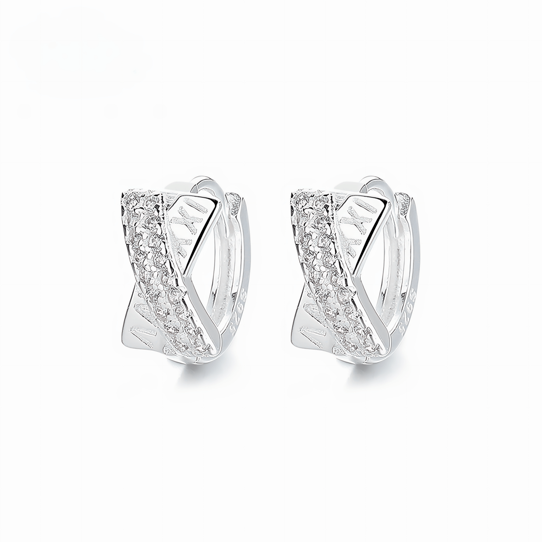 925 Sterling Silver Criss - Cross Hoop Earrings with Pave AAA Cubic Zirconia - NAFALUXE