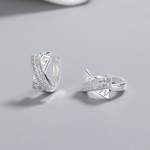 925 Sterling Silver Criss - Cross Hoop Earrings with Pave AAA Cubic Zirconia - NAFALUXE
