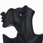925 Sterling Silver Cushion Stud Earrings with Green Center and Halo AAA Cubic Zirconia - NAFALUXE