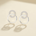 925 Sterling Silver Double Circle Stud Earrings with Sparkling AAA Cubic Zirconia - NAFALUXE