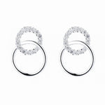 925 Sterling Silver Double Circle Stud Earrings with Sparkling AAA Cubic Zirconia - NAFALUXE