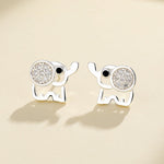 925 Sterling Silver Elephant Stud Earrings with Sparkling AAA Cubic Zirconia - NAFALUXE