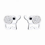 925 Sterling Silver Elephant Stud Earrings with Sparkling AAA Cubic Zirconia - NAFALUXE