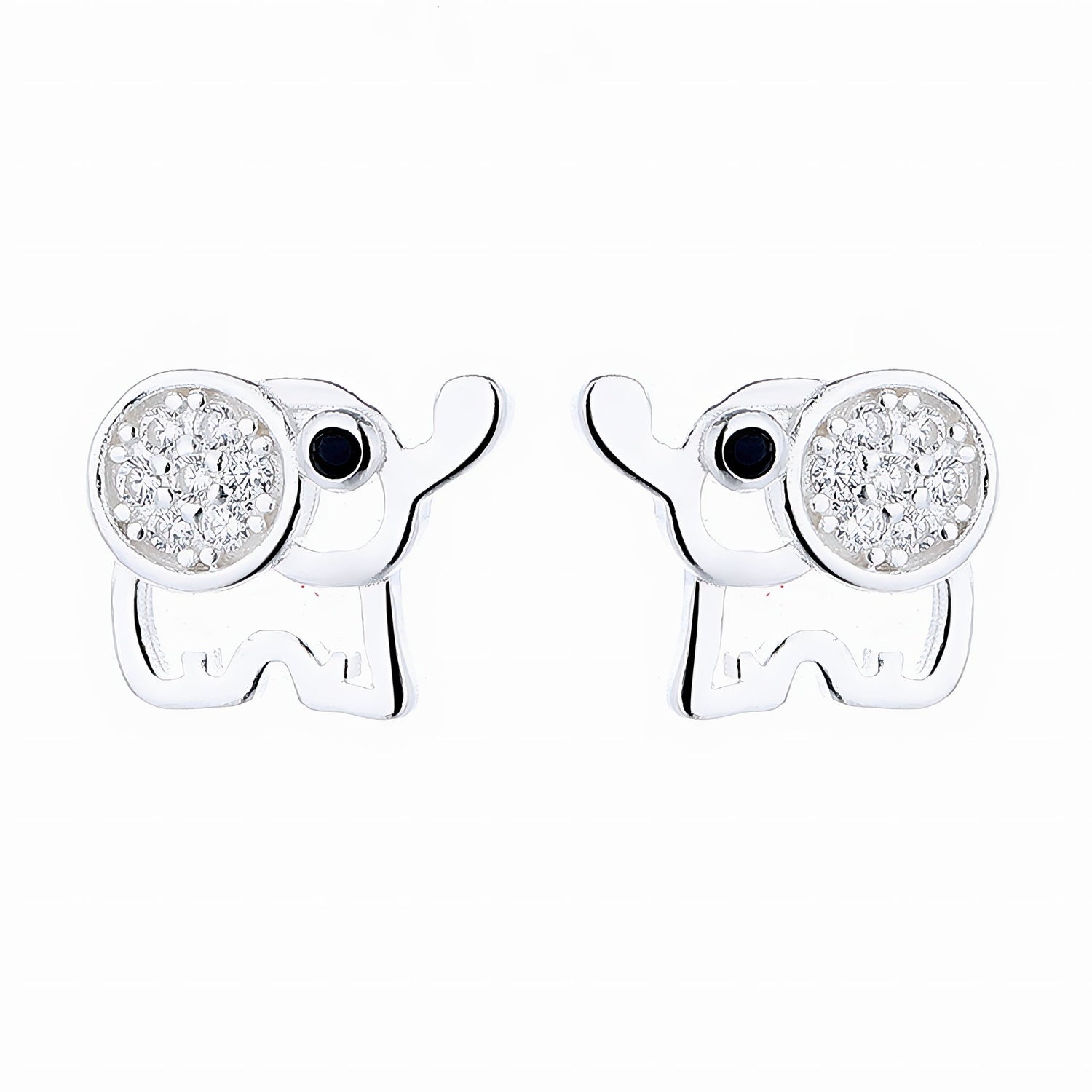 925 Sterling Silver Elephant Stud Earrings with Sparkling AAA Cubic Zirconia - NAFALUXE
