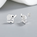 925 Sterling Silver Elephant Stud Earrings with Sparkling AAA Cubic Zirconia - NAFALUXE