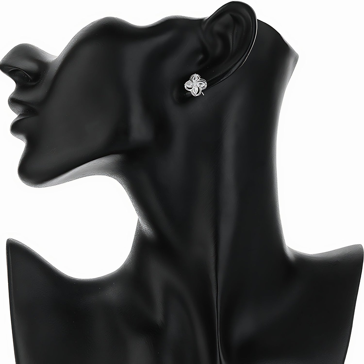 925 Sterling Silver Floral Stud Earrings with Marquise - Cut AAA Cubic Zirconia - NAFALUXE
