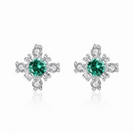 925 Sterling Silver Floral Stud Earrings with Zircon Stones – Elegant Sparkling Design - NAFALUXE