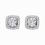 925 Sterling Silver Halo Cushion Stud Earrings with Clear AAA Cubic Zirconia - NAFALUXE